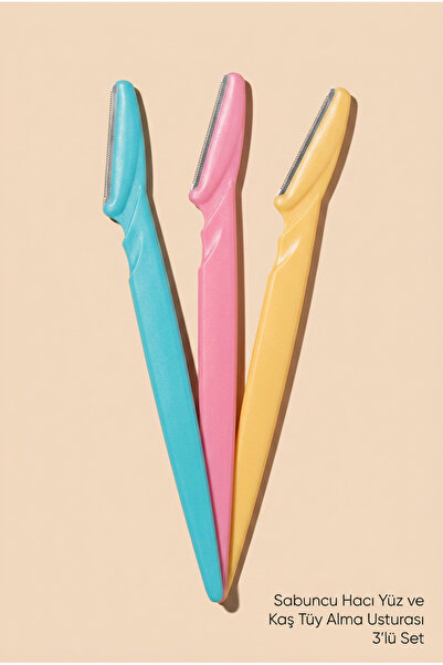 Sabuncu Hacı Yüz ve kaş tüy alma usturası, 3 adet, kadın ve erkek kullanımı u...