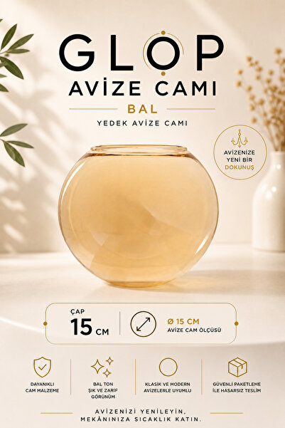 VENON Glop Cam Bal AYDINLATMA GLOP BAL AVİZE CAMI 15 CM FANUS CAM AVİZE YEDEK...