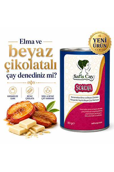 Safiş Çay ŞOKOLA - Karamelize Elma ve Beyaz Çikolata Parçacıklı Yeşil & Beyaz...
