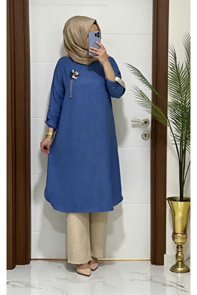 MODA ALMİRA 2310 K60 İNDİGO BROŞ HEDİYELİ BAHAR TAKIM