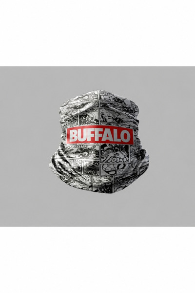 Buffalo مختلط متعدد الأنماط تصميم راكب الدراجة النارية برتقالي قناع في الهواء...