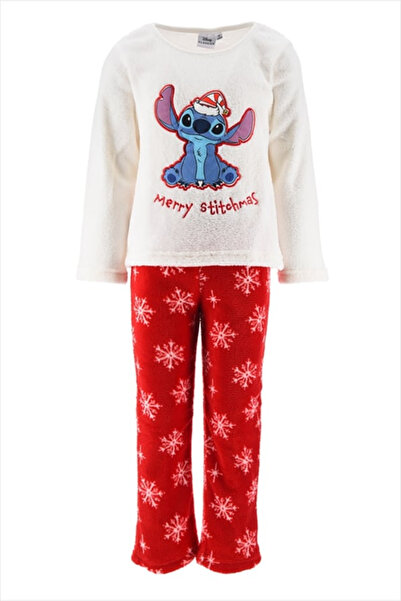 Lilo & Stitch Pijama din fleece cu mânecă lungă, Crăciun fericit cu Stitch