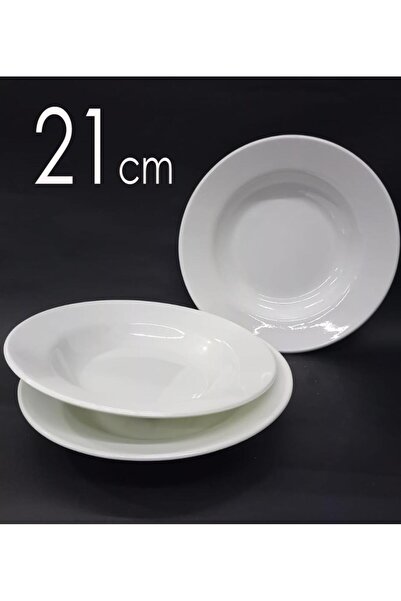 Genel Markalar 3 Adet Sağlam Beyaz Melamin 21cm Çukur Yemek Tabağı Ev Lokanta...
