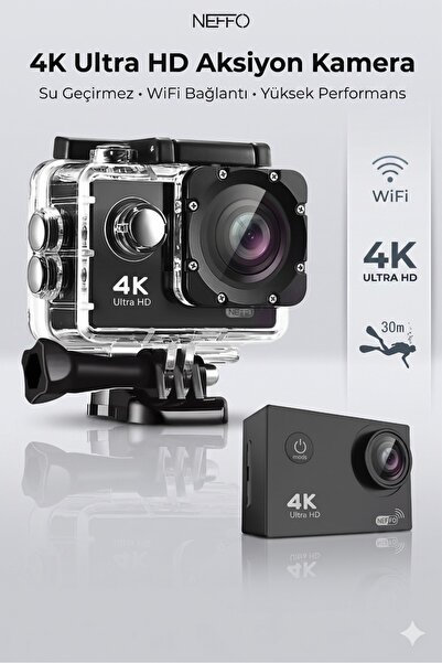NEFFO Aksiyon Kamera 4K Ultra Hd 170 Derece Çekim Wifi Bağlantılı 4K Hd Kalite