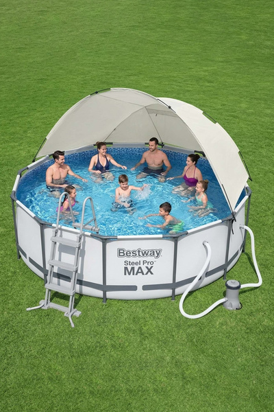 BESTWAY Steel Pro MAX Gölgelikli Prefabrik Yer Üstü Çember Havuz Seti 366cm x...