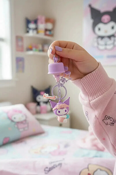 Miniso Sanrio Lisanslı Banyo Serisi Işıklı ve Figürlü Silikon Anahtarlık Kuro...