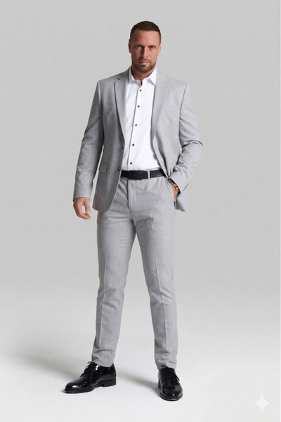 GustmanModa Light Gray Slim Fit Suit
