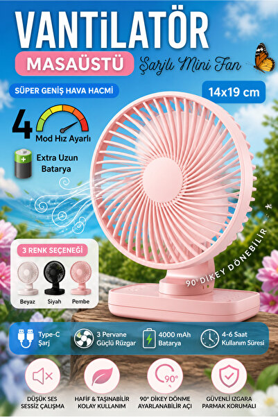 nextbuy Mini Fan Soğutucu Vantilatör Type-C Şarjlı Masa Üstü Klima Taşınabili...