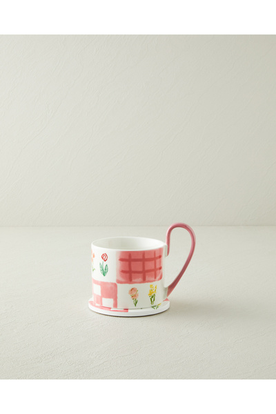 English Home Pelia New Bone China Mug with Coaster 380 ml Pink