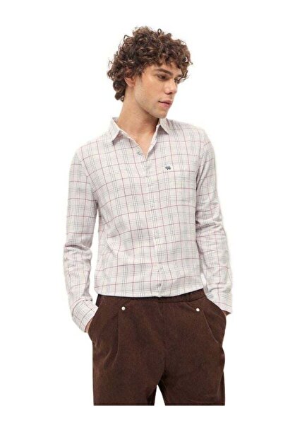 The Bear House قميص رجالي أبيض منقوش بقصّة Slim Fit مناسب لكل المناسبات