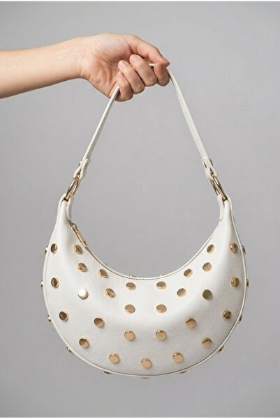 Baguar Women's White Color Staple Detailed Medium Size Hand and Shoulder Bag ...