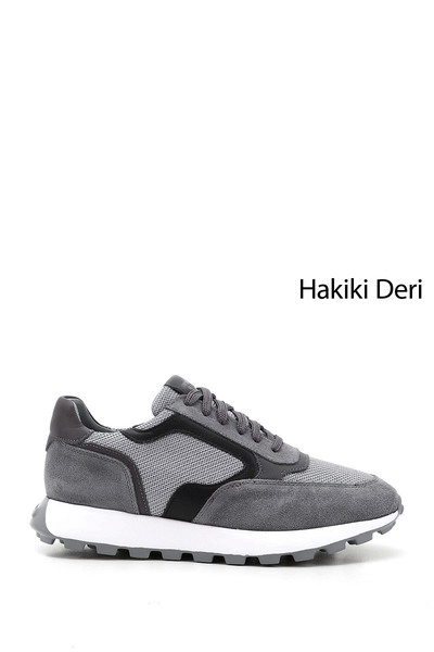 GÖNDERİ(R) Erkek Gri Bağcıklı Hakiki Deri Sneaker