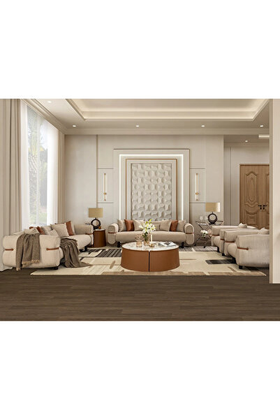 Midas Furniture Polyster Sofa Set 4Pcs Brown