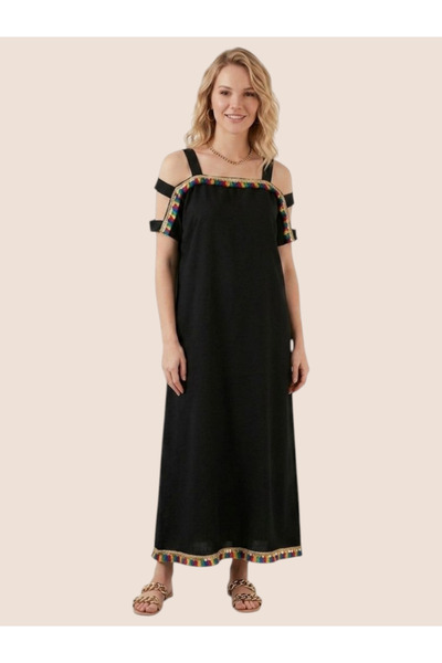 VİSKOYAT Summer Dress Long Dress Beach Dress Rainbow Dress Black Dress