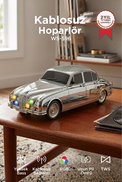 Torima Bluetooth Hoparlör Retro Araba Tasarımlı Speaker WS-596 Gümüş