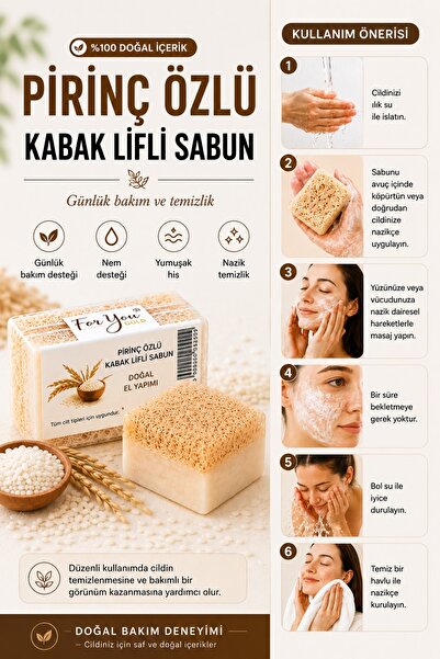 For You Gold Kabak Lifli %100 Doğal El Yapımı Pirinç Özlü Whitening Sabun