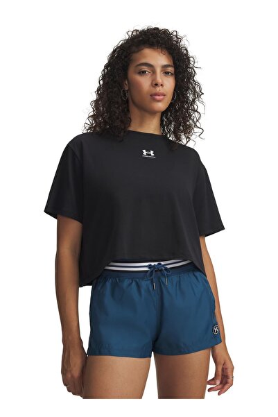 Under Armour 6011064-001 Ua Rival Boxy Tee Solid Black Cycling Regular Plain ...