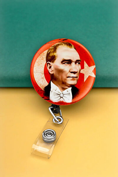 Apptakı Mustafa Kemal Atatürk Metal Buton Yoyo Yaka Kartığı Kart Tutucu Yoyo ...