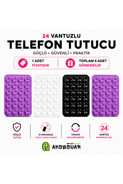 Q Aksesuar Vakumlu Slikon Vantuz Telefon Tutucu, Cep Telefonu İçin Yapışkanlı...