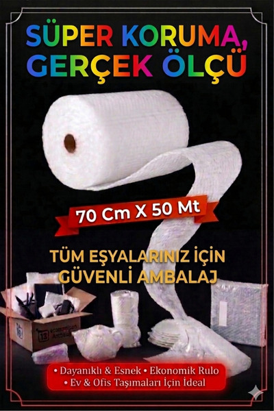 DCA SUPPLY STORE 70 Cm X 50 Mt Balonlu Naylon Pat Pat Eşya Koruma Ambalaj Pak...