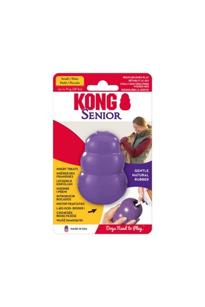 Kong لعبة خفيفة الوزن وناعمة للكلاب المسنة مع وعاء للمكافآت، حجم صغير