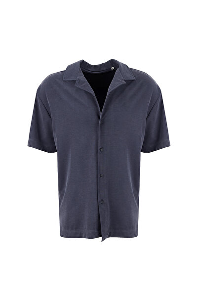 GMG FIRENZE Regular Fit Apaş Yaka İndigo Erkek Gömlek GU26MSS02200