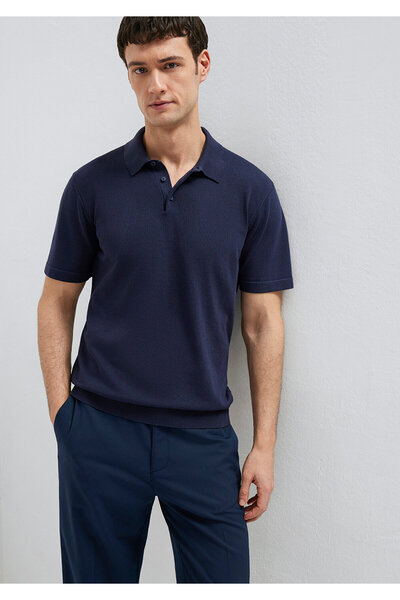 Mavi Mornarsko plava pletena polo majica 0710248-83699