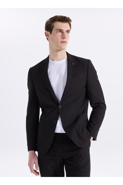 Fabrika Siyah Erkek Slim Fit Çizgili Ceket NAPOLİ- FT- 2A