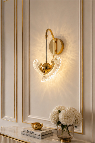 burenze Modern Duvar Led Aplik Gold Sarı Ithal Tasarım Aplik