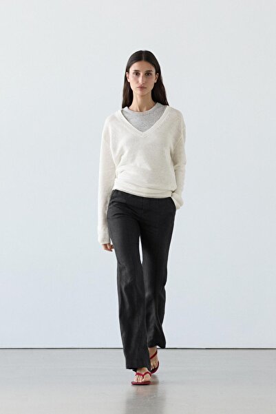 Massimo Dutti Kick flare fit 100% linen pants