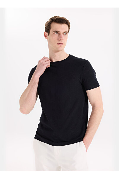 Fabrika Lacivert Erkek Slim Fit Flamlı T-Shirt F6SM-TST 2900