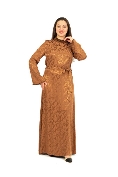 derin store Gümüş ışıltılı manşet, yaka detaylı jakarlı elbise