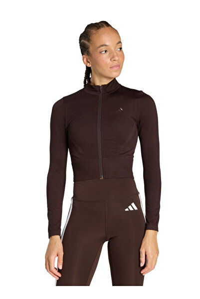 adidas KE5821 WE KNIT JKT Kahverengi Fermuarlı Dar Kadın Sweatshirt