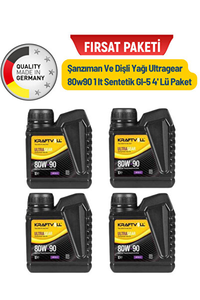 Kraftvoll Şanzıman Ve Dişli Yağı Ultragear 80w90 Sentetik Gl-5 4'Lü Paket