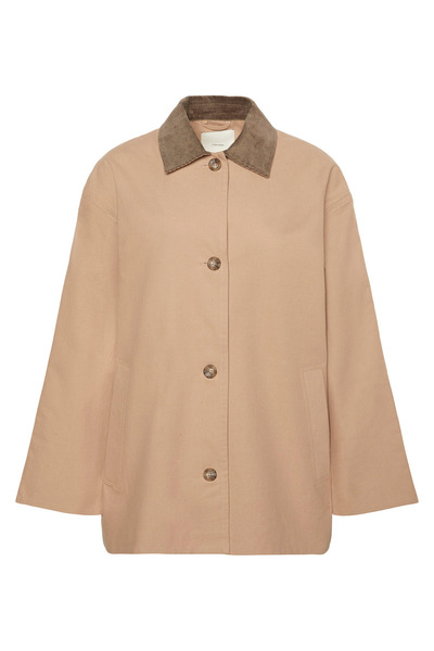 Calvin Klein Bej Kadın Standart Fit Trençkot COTTON SHORT MAC COAT