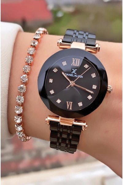 Daniel Klein Women's Wristwatch Black Color Steel Cord Bracelet Gift 2 Years Warranty Dkl0002022-132