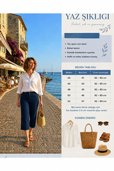 STYLENEST Yüksek Bel Dar Paça Kapri Jean Kadın – Yazlık Slim Fit Denim Kot Pa...