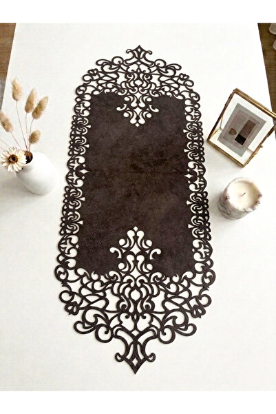 Ergüven Home Runner din țesătură din piele intoarsa maro inchis (vintage) 40x...