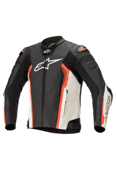 Alpinestars Missile V2 Deri Korumalı Motosiklet Montu Siyah Beyaz Kırmızı