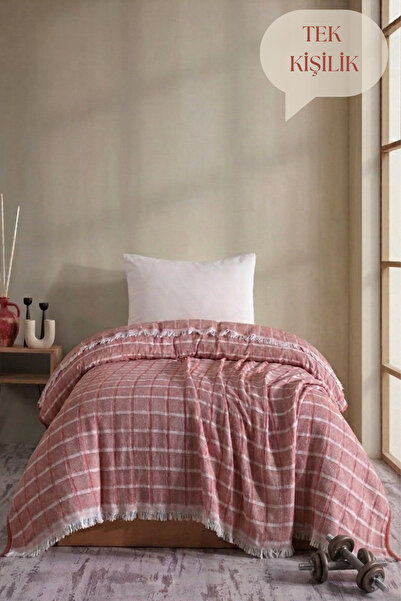 Miracolo Home غطاء سرير من الموسلين الأحمر 4 طبقات، غطاء سرير فردي من القطن ب...