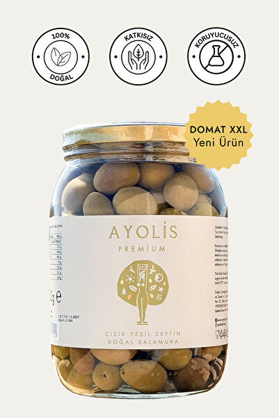 Ayolis Premium Gurme Domat Çizik Yeşil Zeytin XXL 950 g