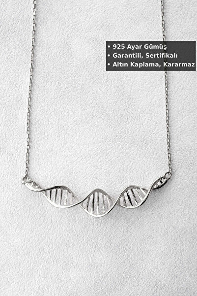 Jewelmim Gümüş DNA Kolye | Beyaz Altın Kaplama Sevgiliye Özel Hediye DNA Figü...