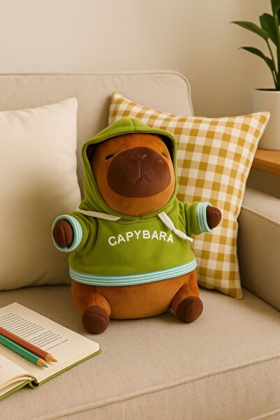 Ecrou Sweatshirtlü Kapibara Peluş Oyuncak 35 cm
