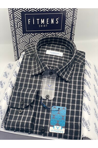 Fitmens Classic Long Sleeve Winter Checkered 100% Cotton Collar Buttoned at t...