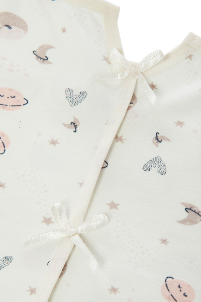 koza iç giyim Kız Çocuk Pamuklu Desenli Fiyonklu Askılı Şortlu Pijama Takımı