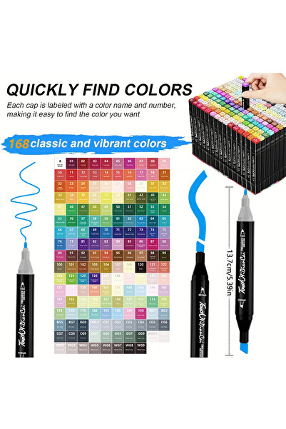 Choice 168Pcs 168 Colors Double Headed Marker Pen Set for Draw Sketching Oily...