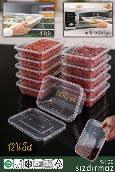 12pcs 500ml Eco Sealed Microwave Diffreiz Deep Freezer Freezer Organizer Storage Container with Lid