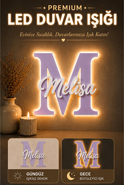 Design 4N LED Işıklı Kişiye Özel Harf Dekoru | Bebek & Çocuk Odası Duvar ve K...