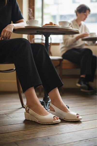 Ceyo Women's Genuine Leather Sandals Orthopedic Comfortable Open Toe Beige 61890