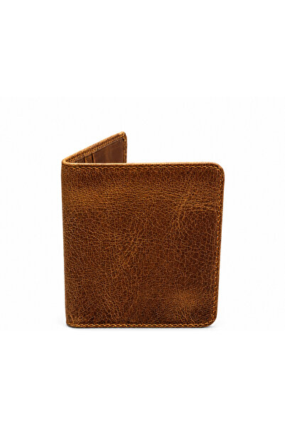 Basics&More Unisex Brown Real Leather Minimalist Slim Credit Card Holder and ...